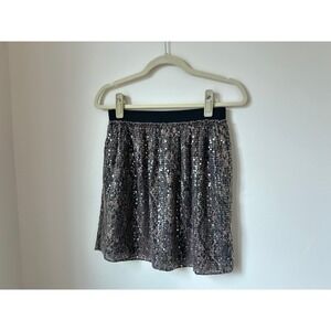 Kenneth Cole New York Cecella Sequin Mini Skirt Teak Brown Combo Size S NWT